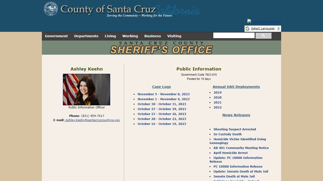 Media Releases - Santa Cruz County Sheriff's Office Homepage